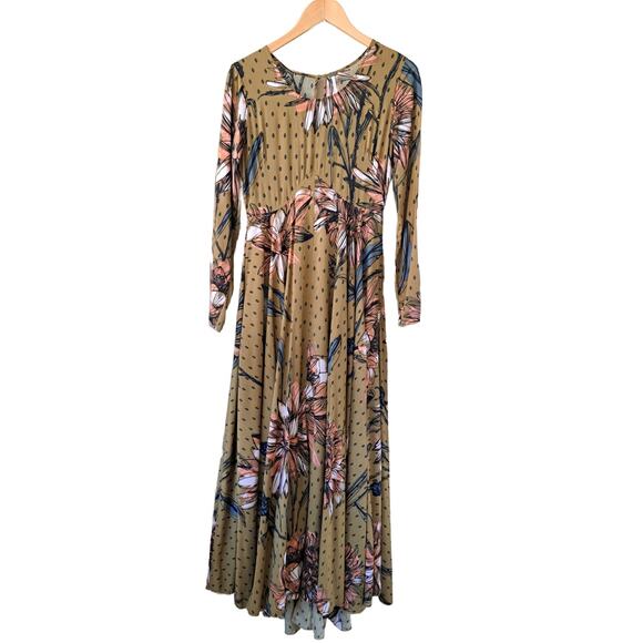 Free People First Kiss Maxi Dress Size Goldenrod Combo - Picture 12 of 13